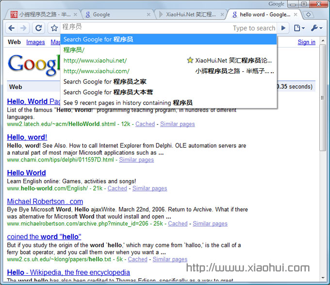 igoogle chrome 运行界面: Google 搜索